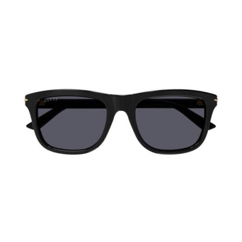 Lineaire zonnebril voor mannen, tijdloze stijl Gucci , Black , Unisex