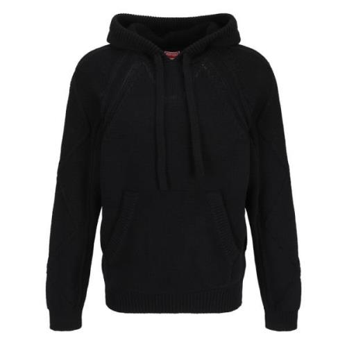 Handgeborduurde Kabel Hoodie Trui Kenzo , Black , Heren