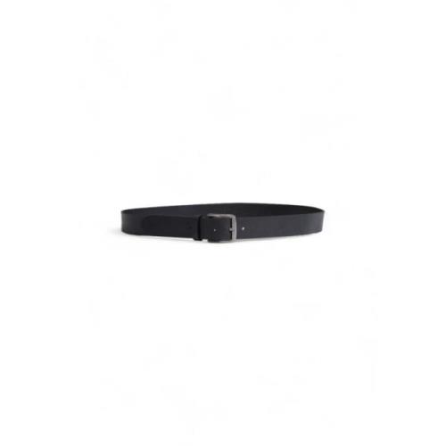 Zwarte Leren Riem met Gesp Calvin Klein Jeans , Black , Heren