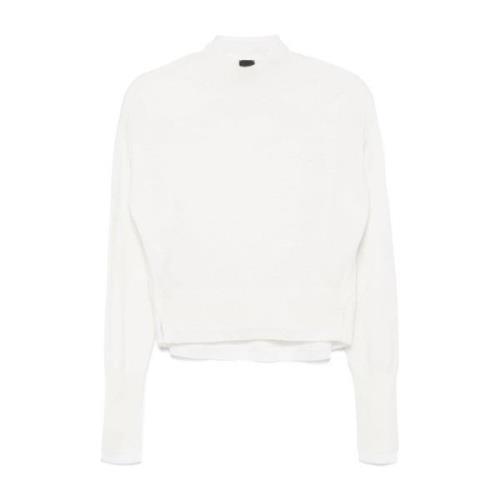 Witte Wol-Kasjmier Trui met Mock Hals Pinko , White , Dames