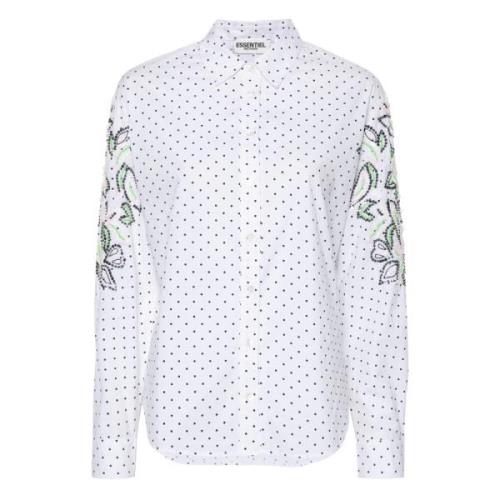 Gestippelde geborduurde top Essentiel Antwerp , White , Dames