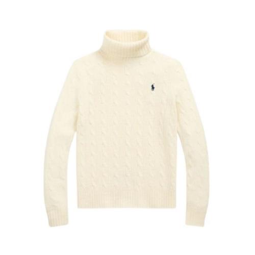 Kabelgebreide Hoge Hals Trui Ralph Lauren , Beige , Dames