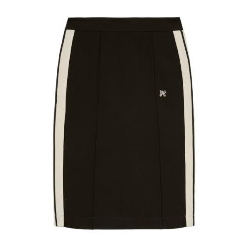 Zwarte Monogram Rok met Streep Palm Angels , Black , Dames