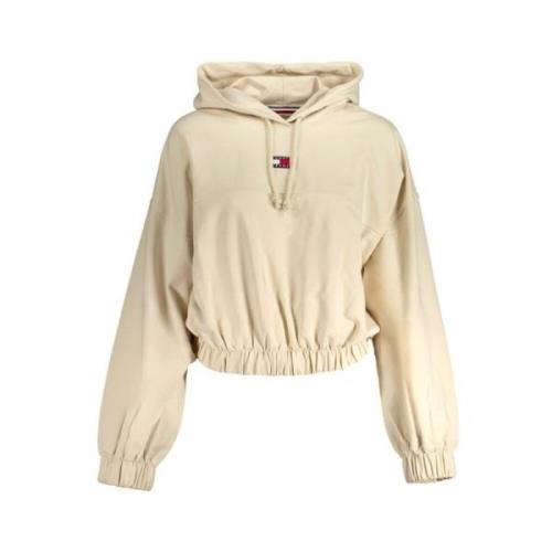 Beige Katoenen Hoodie met Borduurwerk Tommy Hilfiger , Beige , Dames