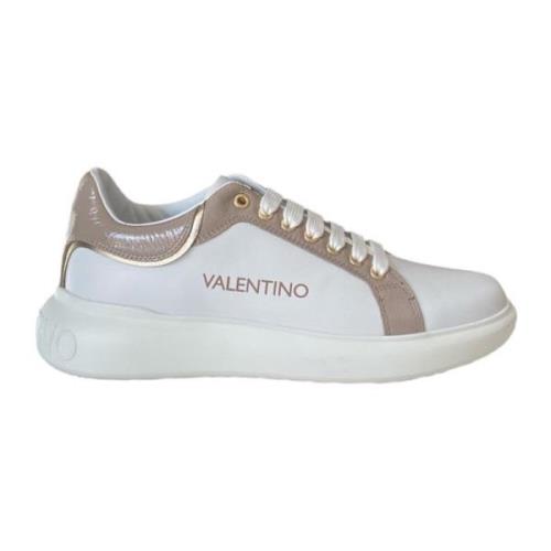 Witte leren sneaker met naakte inzetstukken Valentino , White , Dames