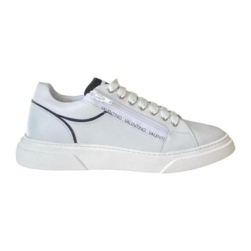 Witte leren sneaker met rits Valentino , White , Heren