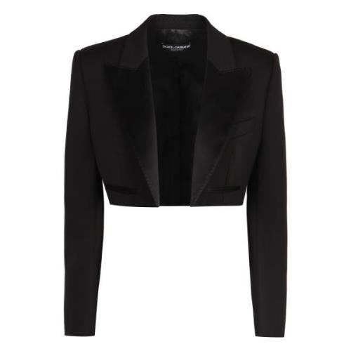 Wollen jas met satijnen revers Dolce & Gabbana , Black , Dames