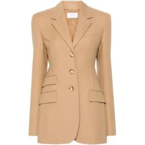 Getailleerde blazer in biscuit wolflanel Sportmax , Brown , Dames