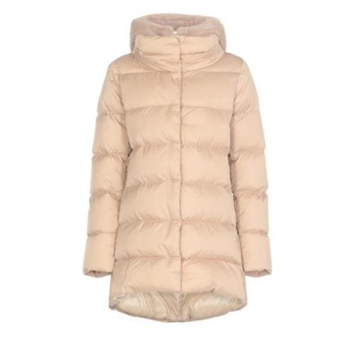 Gewatteerd donsjack met capuchon Herno , Beige , Dames