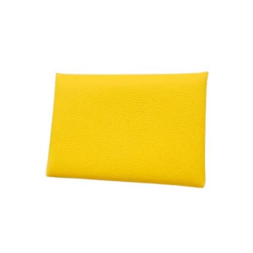 Pre-owned Leather wallets Hermès Vintage , Yellow , Dames