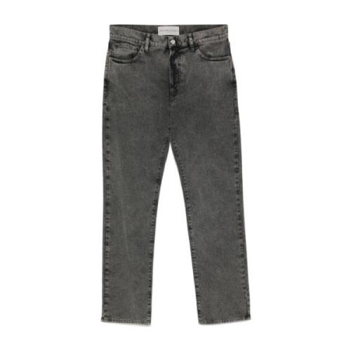 Zwarte Denim Knoopsluiting Broek Philippe Model , Black , Heren