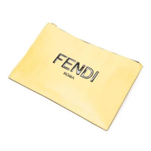 Pre-owned Leather pouches Fendi Vintage , Yellow , Dames