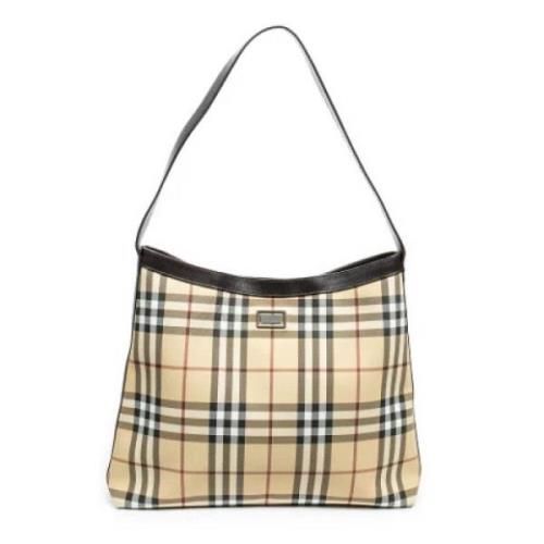 Pre-owned Coated canvas shoulder-bags Burberry Vintage , Beige , Dames