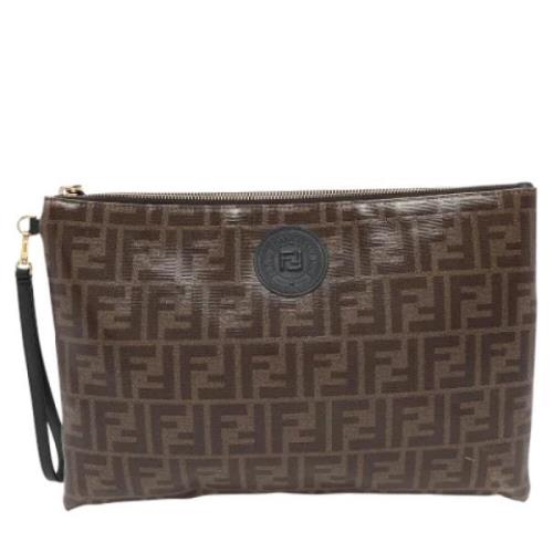 Pre-owned Coated canvas clutches Fendi Vintage , Brown , Dames