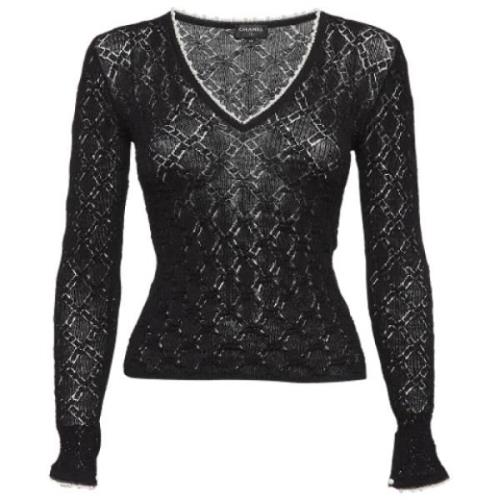 Pre-owned Wool tops Chanel Vintage , Black , Dames