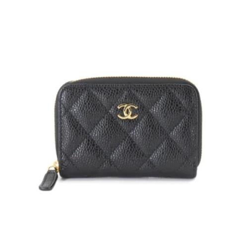 Pre-owned Leather wallets Chanel Vintage , Black , Dames