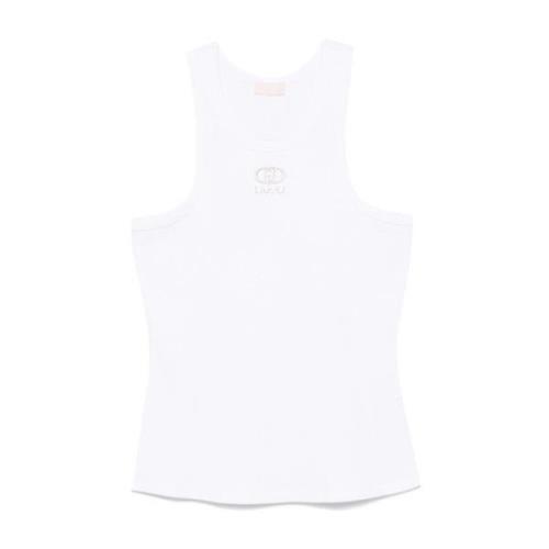 Witte Geribbelde Logo Tanktop Liu Jo , White , Dames