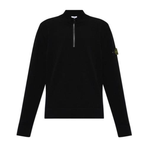 Kompas Motief Wollen Trui Stone Island , Black , Heren