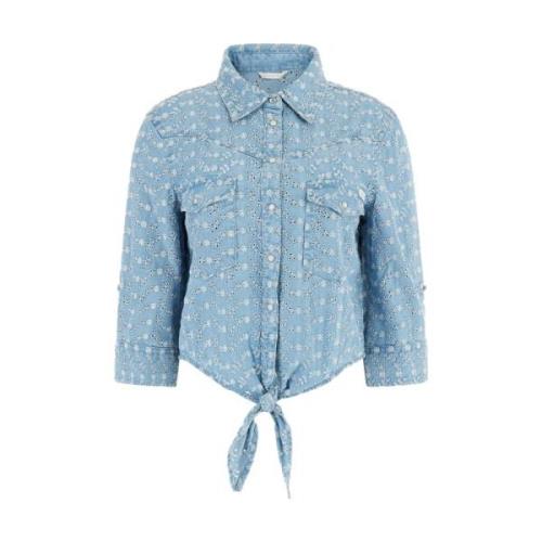 Tijdloze Knoopblouse Guess , Blue , Dames