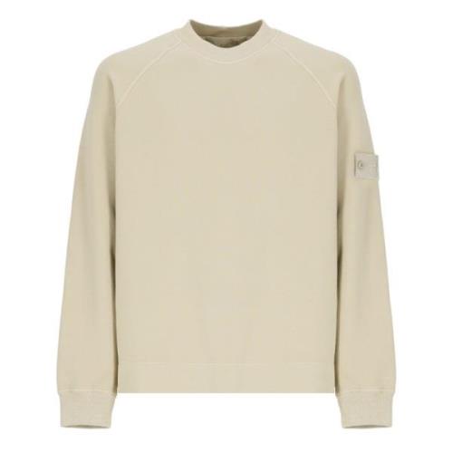 Beige Katoenen Sweatshirt met Ronde Hals Stone Island , Beige , Heren