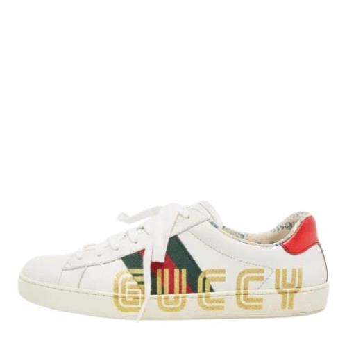 Pre-owned Leather sneakers Gucci Vintage , White , Heren