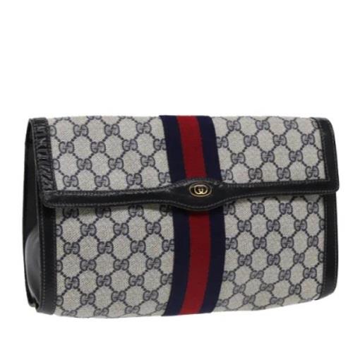 Pre-owned Leather clutches Gucci Vintage , Blue , Dames