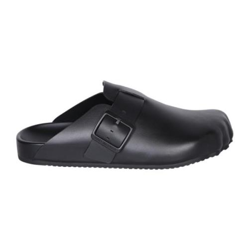 Zwarte Leren Sandalen Unieke Stijl Balenciaga , Black , Heren