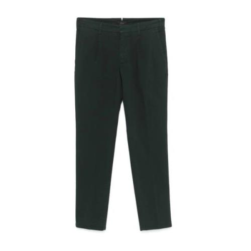 Donkergroene Stretch Katoenen Broek Brioni , Green , Heren