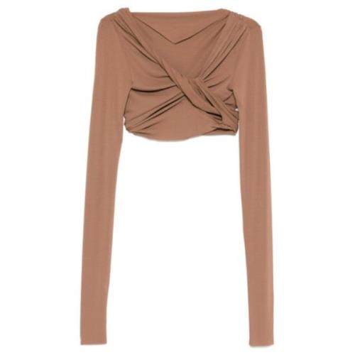 Jade Crop Tan Longsleeve Top Rick Owens , Brown , Dames