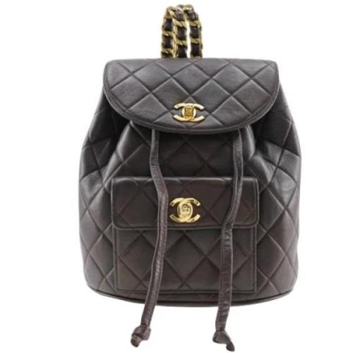 Pre-owned Leather backpacks Chanel Vintage , Brown , Dames