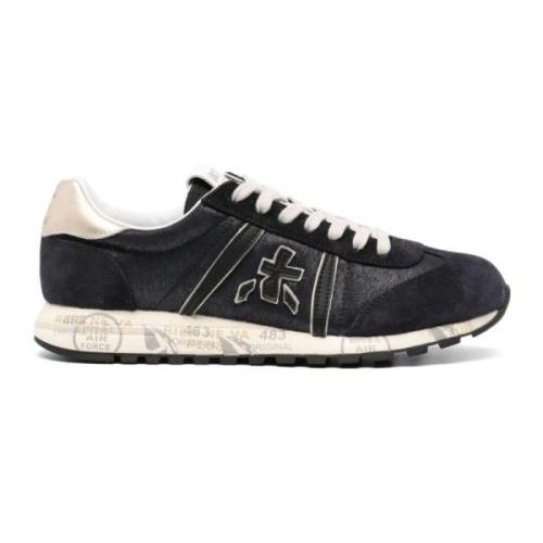 Blauwe Panel Sneakers met Lurex Details Premiata , Blue , Dames