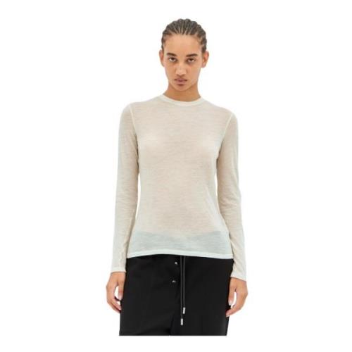 Kasjmier Crewneck Lange Mouw Top The Row , Beige , Dames