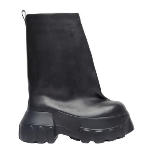 Oblique Mega Tractor Leren Laarzen Rick Owens , Black , Heren