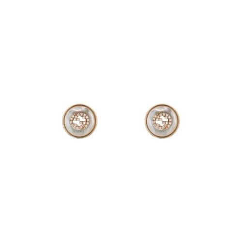 Interlocking Stud oorbellen in roze goud, mop, diamant, GG pavé Gucci ...