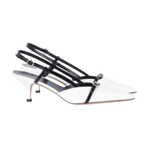 Wit Zwart Sling Back Lak Schoenen A. Bocca , White , Dames