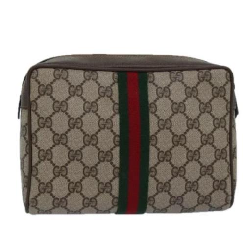 Pre-owned Leather clutches Gucci Vintage , Beige , Dames