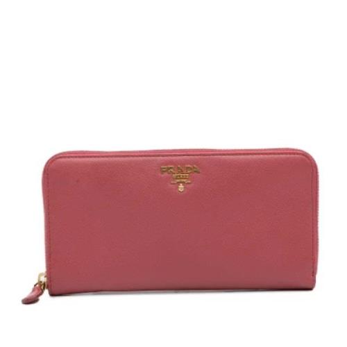 Pre-owned Leather wallets Prada Vintage , Pink , Dames