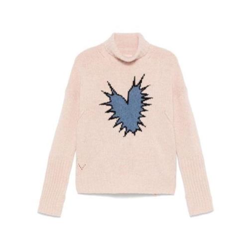 Blauw Hart Roze Hoge Hals Trui Zadig & Voltaire , Pink , Dames