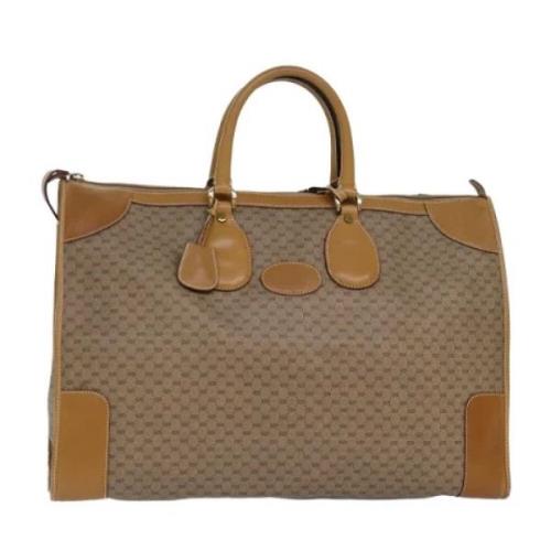 Pre-owned Leather travel-bags Gucci Vintage , Beige , Dames