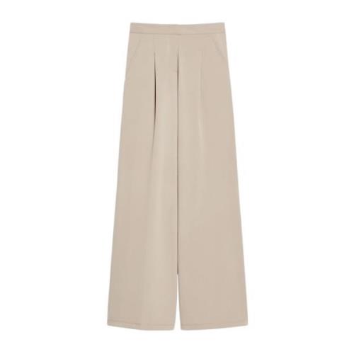 Vloeibare Jersey Technische Broek met Zijzakken Max Mara , Beige , Dam...