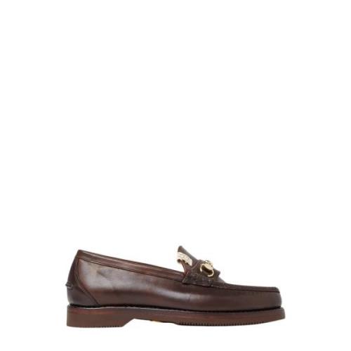 Graanleren Loafers met Hardware Motif visvim , Brown , Heren