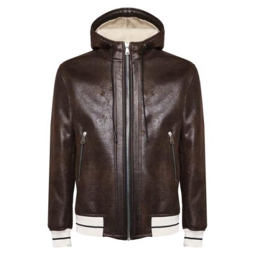 Bruine Rits Hoodie Jas Giuliano Galiano , Brown , Heren