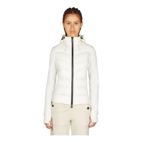 Gewatteerde rits capuchonvest Moncler , White , Dames