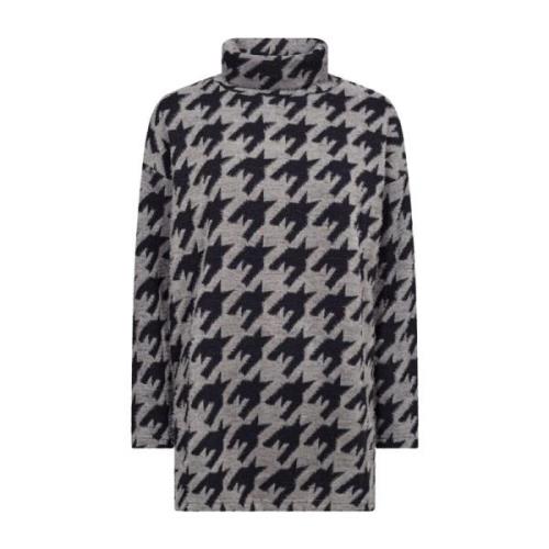 Lang Houndstooth Sweater met Turtleneck Soyaconcept , Gray , Dames