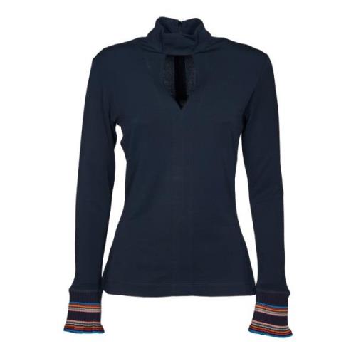 Groene V-hals Top met Gestreepte Manchet PS By Paul Smith , Green , Da...