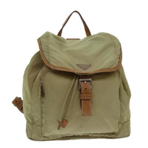 Pre-owned Nylon backpacks Prada Vintage , Beige , Dames