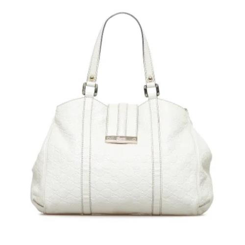 Pre-owned Leather totes Gucci Vintage , White , Dames