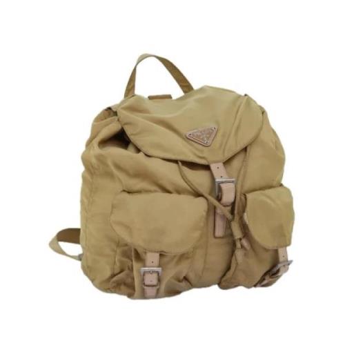 Pre-owned Nylon backpacks Prada Vintage , Beige , Dames