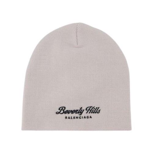 Witte Wol Beanie Hoed Balenciaga , White , Dames