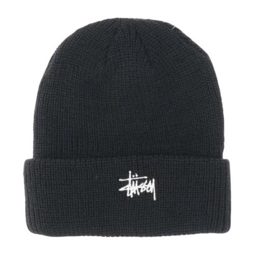 Contrasterende Logo Acryl Gebreide Muts Stüssy , Black , Heren